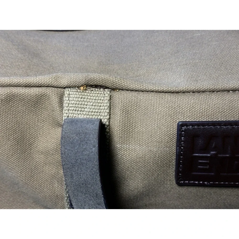 Lands End Waxed Canvas Duffle Bag Brown Heavy Duty Travel Vacation Gym